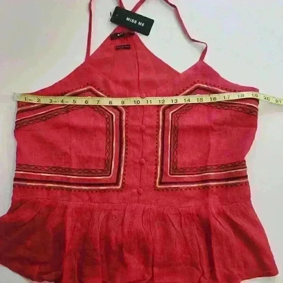 NWT Miss Me Red Sleeveless Razor Back Embroidered Top. Size M - Picture 7 of 11